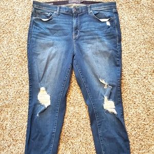 Torrid super skinny distressed crop jeans